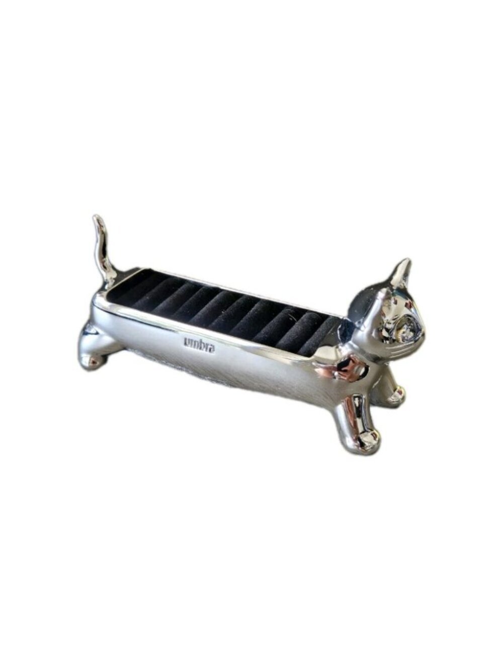 New Silver Chrome Umbra Chrome Cat Kitten Ring Holder Jewelry Boxes Organizers - Picture 2 of 3